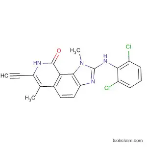 Molecular Structure of 333457-02-6 (9H-Imidazo[4,5-h]isoquinolin-9-one,
2-[(2,6-dichlorophenyl)amino]-7-ethynyl-1,8-dihydro-1,6-dimethyl-)