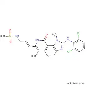 Molecular Structure of 333457-30-0 (Methanesulfonamide,
N-[3-[2-[(2,6-dichlorophenyl)amino]-8,9-dihydro-1,6-dimethyl-9-oxo-1H-
imidazo[4,5-h]isoquinolin-7-yl]-2-propenyl]-)