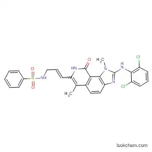 Molecular Structure of 333457-40-2 (Benzenesulfonamide,
N-[3-[2-[(2,6-dichlorophenyl)amino]-8,9-dihydro-1,6-dimethyl-9-oxo-1H-
imidazo[4,5-h]isoquinolin-7-yl]-2-propenyl]-)