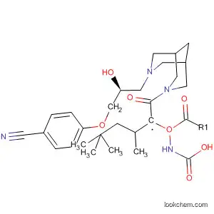 Molecular Structure of 389886-00-4 (Carbamic acid,
[(1S)-1-[[7-[(2S)-3-(4-cyanophenoxy)-2-hydroxypropyl]-3,7-diazabicyclo[
3.3.1]non-3-yl]carbonyl]-2-methylpropyl]-, 1,1-dimethylethyl ester)