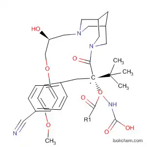 Molecular Structure of 389886-08-2 (Carbamic acid,
[(1S)-2-[7-[(2S)-3-(4-cyanophenoxy)-2-hydroxypropyl]-3,7-diazabicyclo[
3.3.1]non-3-yl]-1-[(4-methoxyphenyl)methyl]-2-oxoethyl]-,
1,1-dimethylethyl ester)