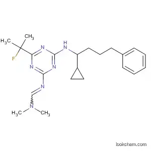 Molecular Structure of 391208-54-1 (Methanimidamide,
N'-[4-[(1-cyclopropyl-4-phenylbutyl)amino]-6-(1-fluoro-1-methylethyl)-1,3,
5-triazin-2-yl]-N,N-dimethyl-)