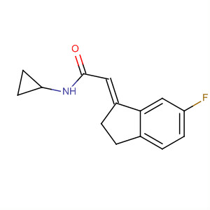 Molecular Structure of 162548-00-7 (Acetamide, N-cyclopropyl-2-(6-fluoro-2,3-dihydro-1H-inden-1-ylidene)-,
(2E)-)
