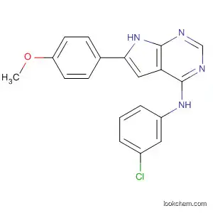 Molecular Structure of 173458-71-4 (1H-Pyrrolo[2,3-d]pyrimidin-4-amine,
N-(3-chlorophenyl)-6-(4-methoxyphenyl)-)