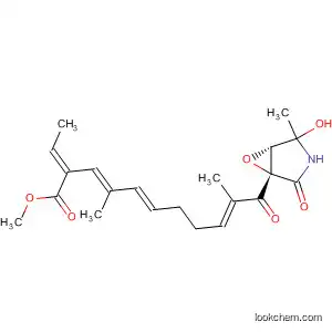 Molecular Structure of 239108-35-1 (3,5,9-Undecatrienoic acid,
2-ethylidene-11-[(1S,5S)-4-hydroxy-4-methyl-2-oxo-6-oxa-3-azabicyclo[
3.1.0]hex-1-yl]-4,10-dimethyl-11-oxo-, methyl ester, (2E,3E,5E,9E)-)
