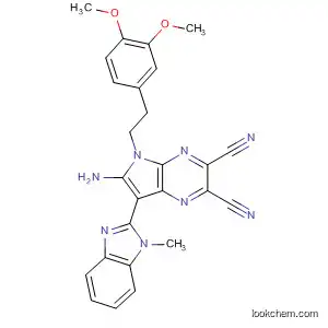 Molecular Structure of 302804-10-0 (5H-Pyrrolo[2,3-b]pyrazine-2,3-dicarbonitrile,
6-amino-5-[2-(3,4-dimethoxyphenyl)ethyl]-7-(1-methyl-1H-benzimidazol-
2-yl)-)