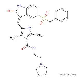 Molecular Structure of 477574-65-5 (1H-Pyrrole-3-carboxamide,
5-[(Z)-[1,2-dihydro-2-oxo-5-[(phenylmethyl)sulfonyl]-3H-indol-3-ylidene]
methyl]-2,4-dimethyl-N-[2-(1-pyrrolidinyl)ethyl]-)