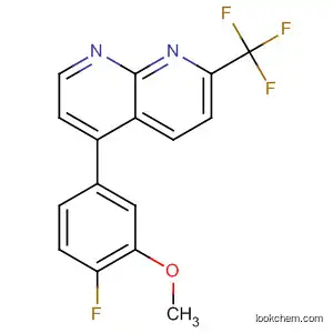 Molecular Structure of 488799-31-1 (1,8-Naphthyridine, 5-(4-fluoro-3-methoxyphenyl)-2-(trifluoromethyl)-)