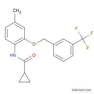 Molecular Structure of 488836-86-8 (Cyclopropanecarboxamide,
N-[4-methyl-2-[[3-(trifluoromethyl)phenyl]methoxy]phenyl]-)
