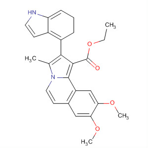 Molecular Structure of 497961-53-2 (Pyrrolo[2,1-a]isoquinoline-1-carboxylic acid,
5,6-dihydro-2-(1H-indol-4-yl)-8,9-dimethoxy-3-methyl-, ethyl ester)