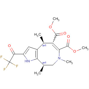 Molecular Structure of 497964-11-1 (1H-Pyrrolo[2,3-d]azocine-5,6-dicarboxylic acid,
4,7,8,9-tetrahydro-4,7,9-trimethyl-2-(trifluoroacetyl)-, dimethyl ester,
(4R,9R)-rel-)