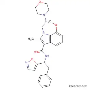 Molecular Structure of 501927-27-1 (1H-Indole-3-carboxamide,
N-[1-(5-isoxazolyl)-2-phenylethyl]-7-methoxy-2-methyl-1-[2-(4-morpholin
yl)ethyl]-)