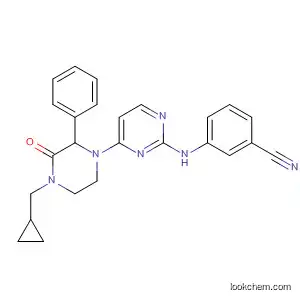 Molecular Structure of 537674-93-4 (Benzonitrile,
3-[[4-[4-(cyclopropylmethyl)-3-oxo-2-phenyl-1-piperazinyl]-2-pyrimidinyl]
amino]-)