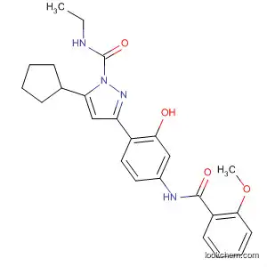 Molecular Structure of 550318-50-8 (1H-Pyrazole-1-carboxamide,
5-cyclopentyl-N-ethyl-3-[2-hydroxy-4-[(2-methoxybenzoyl)amino]phenyl]-)