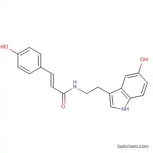 Molecular Structure of 201301-83-9 (2-Propenamide,
N-[2-(5-hydroxy-1H-indol-3-yl)ethyl]-3-(4-hydroxyphenyl)-, (2E)-)