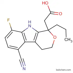 Molecular Structure of 214915-51-2 (Pyrano[3,4-b]indole-1-acetic acid,
5-cyano-8-fluoro-1,3,4,9-tetrahydro-1-propyl-)