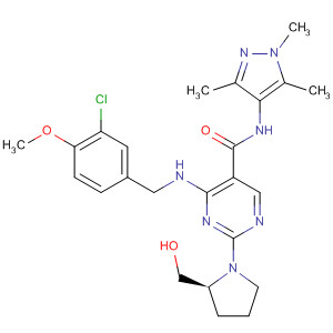 5-Pyrimidinecarboxamide,  4-[[(3-chloro-4-methoxyphenyl)methyl]amino]-2-[(2S)-2-(hydroxymethyl)-  1-pyrrolidinyl]-N-(1,3,5-trimethyl-1H-pyrazol-4-yl)-