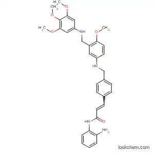 Molecular Structure of 503042-41-9 (2-Propenamide,
N-(2-aminophenyl)-3-[4-[[[4-methoxy-3-[[(3,4,5-trimethoxyphenyl)amino]
methyl]phenyl]amino]methyl]phenyl]-)