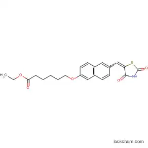 Molecular Structure of 503827-76-7 (Hexanoic acid,
6-[[6-[(2,4-dioxo-5-thiazolidinylidene)methyl]-2-naphthalenyl]oxy]-, ethyl
ester)