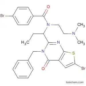 Molecular Structure of 545378-27-6 (Benzamide,
4-bromo-N-[1-[6-bromo-3,4-dihydro-4-oxo-3-(phenylmethyl)thieno[2,3-d
]pyrimidin-2-yl]propyl]-N-[2-(dimethylamino)ethyl]-)