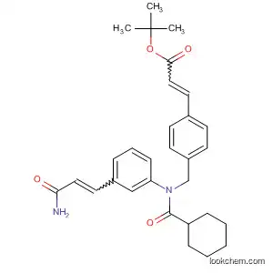 Molecular Structure of 592524-78-2 (2-Propenoic acid,
3-[4-[[[3-(3-amino-3-oxo-1-propenyl)phenyl](cyclohexylcarbonyl)amino]
methyl]phenyl]-, 1,1-dimethylethyl ester)