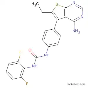 Molecular Structure of 605660-56-8 (Urea,
N-[4-(4-amino-6-ethylthieno[2,3-d]pyrimidin-5-yl)phenyl]-N'-(2,6-difluoro
phenyl)-)