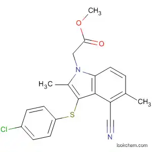 Molecular Structure of 628736-10-7 (1H-Indole-1-acetic acid, 3-[(4-chlorophenyl)thio]-4-cyano-2,5-dimethyl-,
methyl ester)