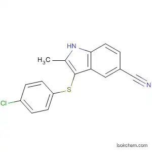 Molecular Structure of 628736-65-2 (1H-Indole-5-carbonitrile, 3-[(4-chlorophenyl)thio]-2-methyl-)