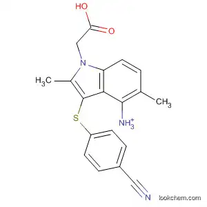Molecular Structure of 628736-69-6 (1H-Indole-1-acetic acid, 3-[(4-cyanophenyl)thio]-2,5-dimethyl-,
ammonium salt)