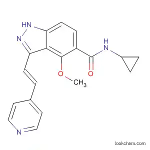 Molecular Structure of 633324-84-2 (1H-Indazole-5-carboxamide,
N-cyclopropyl-4-methoxy-3-[(1E)-2-(4-pyridinyl)ethenyl]-)
