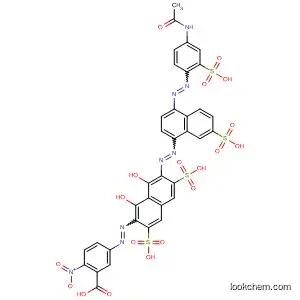 Molecular Structure of 637011-36-0 (Benzoic acid,
5-[[7-[[4-[[4-(acetylamino)-2-sulfophenyl]azo]-7-sulfo-1-naphthalenyl]azo]
-1,8-dihydroxy-3,6-disulfo-2-naphthalenyl]azo]-2-nitro-)