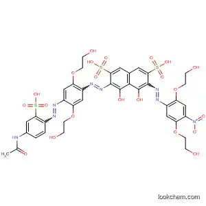 Molecular Structure of 637011-41-7 (2,7-Naphthalenedisulfonic acid,
3-[[4-[[4-(acetylamino)-2-sulfophenyl]azo]-2,5-bis(2-hydroxyethoxy)phen
yl]azo]-6-[[2,5-bis(2-hydroxyethoxy)-4-nitrophenyl]azo]-4,5-dihydroxy-)
