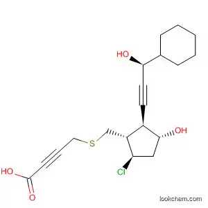 Molecular Structure of 647028-47-5 (2-Butynoic acid,
4-[[[(1S,2S,3R,5R)-5-chloro-2-[(3S)-3-cyclohexyl-3-hydroxy-1-propynyl]-
3-hydroxycyclopentyl]methyl]thio]-)