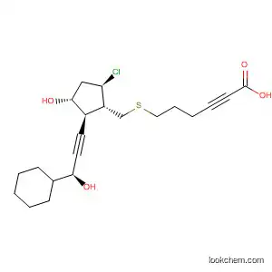 Molecular Structure of 647028-53-3 (2-Hexynoic acid,
6-[[[(1S,2S,3R,5R)-5-chloro-2-[(3S)-3-cyclohexyl-3-hydroxy-1-propynyl]-
3-hydroxycyclopentyl]methyl]thio]-)