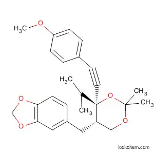 Molecular Structure of 647029-37-6 (1,3-Benzodioxole,
5-[[(4R,5S)-4-[(4-methoxyphenyl)ethynyl]-2,2-dimethyl-4-(1-methylethyl)-
1,3-dioxan-5-yl]methyl]-)