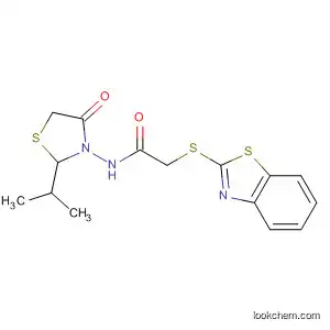 Molecular Structure of 647029-62-7 (Acetamide,
2-(2-benzothiazolylthio)-N-[2-(1-methylethyl)-4-oxo-3-thiazolidinyl]-)