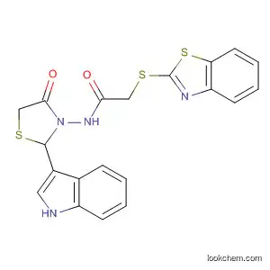 Molecular Structure of 647029-65-0 (Acetamide,
2-(2-benzothiazolylthio)-N-[2-(1H-indol-3-yl)-4-oxo-3-thiazolidinyl]-)