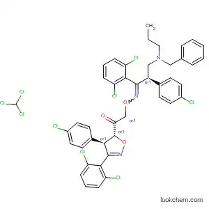 Molecular Structure of 647029-74-1 (1,8-Dioxa-2,9,13-triazadispiro[4.1.4.3]tetradeca-2,9-dien-6-one,
4,11-bis(4-chlorophenyl)-3,10-bis(2,6-dichlorophenyl)-13-(phenylmethyl
)-, (4R,5R,7R,11R)-rel-, compd. with trichloromethane (1:1))