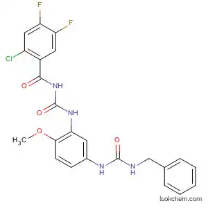 Molecular Structure of 648926-61-8 (Benzamide,
2-chloro-4,5-difluoro-N-[[[2-methoxy-5-[[[(phenylmethyl)amino]carbonyl]
amino]phenyl]amino]carbonyl]-)