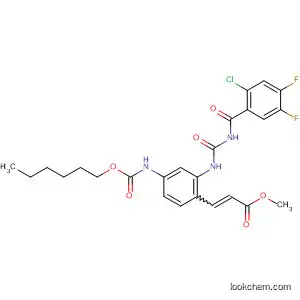 Molecular Structure of 648927-28-0 (2-Propenoic acid,
3-[2-[[[(2-chloro-4,5-difluorobenzoyl)amino]carbonyl]amino]-4-[[(hexyloxy
)carbonyl]amino]phenyl]-, methyl ester)