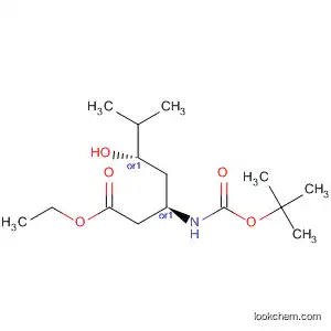 Molecular Structure of 650596-69-3 (Heptanoic acid,
3-[[(1,1-dimethylethoxy)carbonyl]amino]-5-hydroxy-6-methyl-, ethyl ester,
(3R,5S)-rel-)