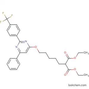 Molecular Structure of 651719-91-4 (Propanedioic acid,
[5-[[6-phenyl-2-[4-(trifluoromethyl)phenyl]-4-pyrimidinyl]oxy]pentyl]-,
diethyl ester)
