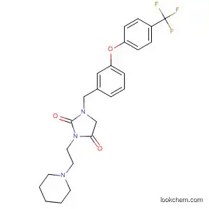 Molecular Structure of 653601-00-4 (2,4-Imidazolidinedione,
3-[2-(1-piperidinyl)ethyl]-1-[[3-[4-(trifluoromethyl)phenoxy]phenyl]methyl]-)