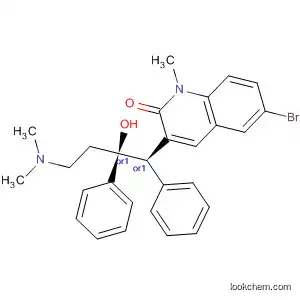 Molecular Structure of 654655-51-3 (2(1H)-Quinolinone,
6-bromo-3-[(1R,2S)-4-(dimethylamino)-2-hydroxy-1,2-diphenylbutyl]-1-
methyl-, rel-)