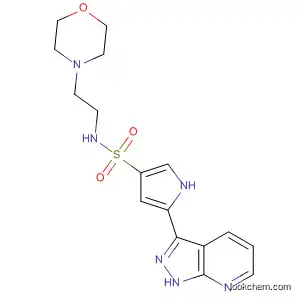 Molecular Structure of 658695-90-0 (1H-Pyrrole-3-sulfonamide,
N-[2-(4-morpholinyl)ethyl]-5-(1H-pyrazolo[3,4-b]pyridin-3-yl)-)