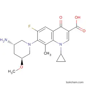 Molecular Structure of 660415-57-6 (3-Quinolinecarboxylic acid,
7-[(3S,5S)-3-amino-5-methoxy-1-piperidinyl]-1-cyclopropyl-6-fluoro-1,4-
dihydro-8-methyl-4-oxo-)