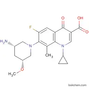 Molecular Structure of 660415-58-7 (3-Quinolinecarboxylic acid,
7-[(3S,5R)-3-amino-5-methoxy-1-piperidinyl]-1-cyclopropyl-6-fluoro-1,4-
dihydro-8-methyl-4-oxo-)