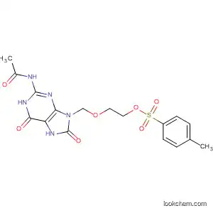 Molecular Structure of 661478-41-7 (Acetamide,
N-[6,7,8,9-tetrahydro-9-[[2-[[(4-methylphenyl)sulfonyl]oxy]ethoxy]methyl]-
6,8-dioxo-1H-purin-2-yl]-)