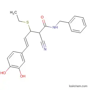 Molecular Structure of 721923-92-8 (4-Pentenamide,
2-cyano-5-(3,4-dihydroxyphenyl)-3-(ethylthio)-N-(phenylmethyl)-, (4E)-)