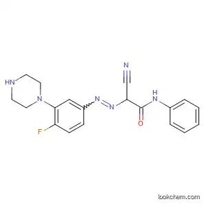 Molecular Structure of 729563-29-5 (Acetamide, 2-cyano-2-[[4-fluoro-3-(1-piperazinyl)phenyl]azo]-N-phenyl-)